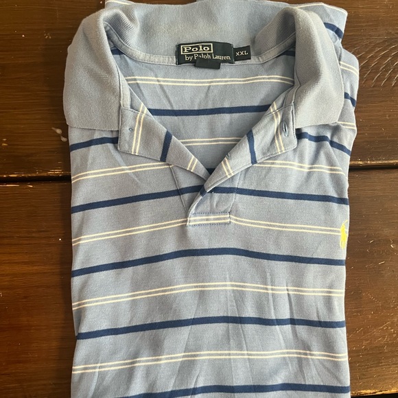 Short sleeve light blue stripe Ralph Lauren polo! Just in time for spring! - Picture 2 of 3